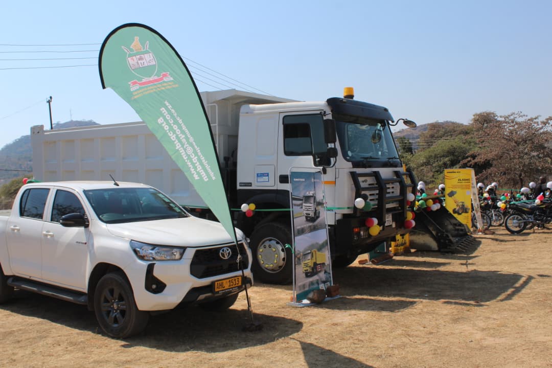 New council tipper truck and Toyota Hilux double cab at the equipment handover