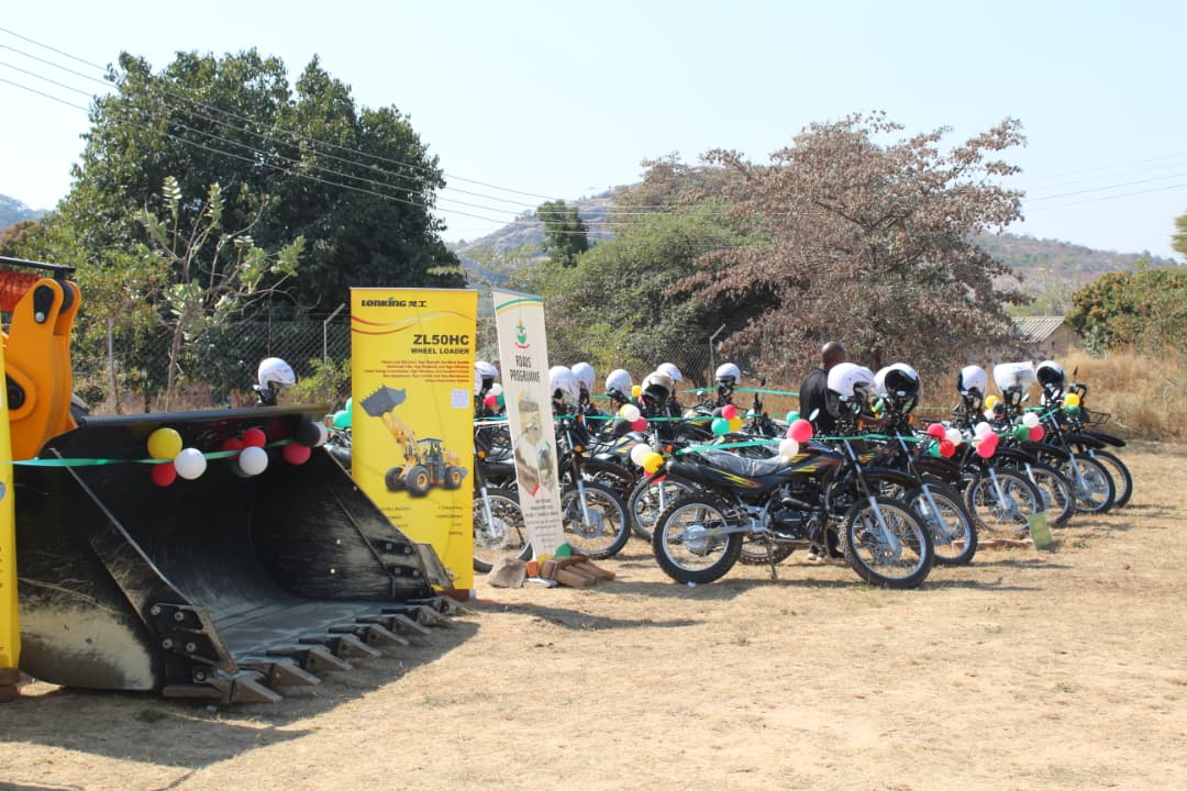 New motorcycles and a Lonking ZL50HC wheel loader handed over at the council commissioning ceremony