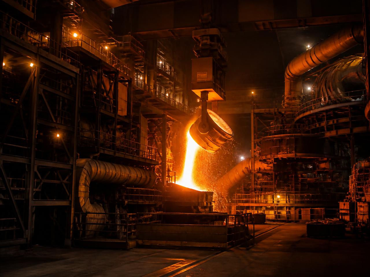 Ore processing plant with molten metal pour